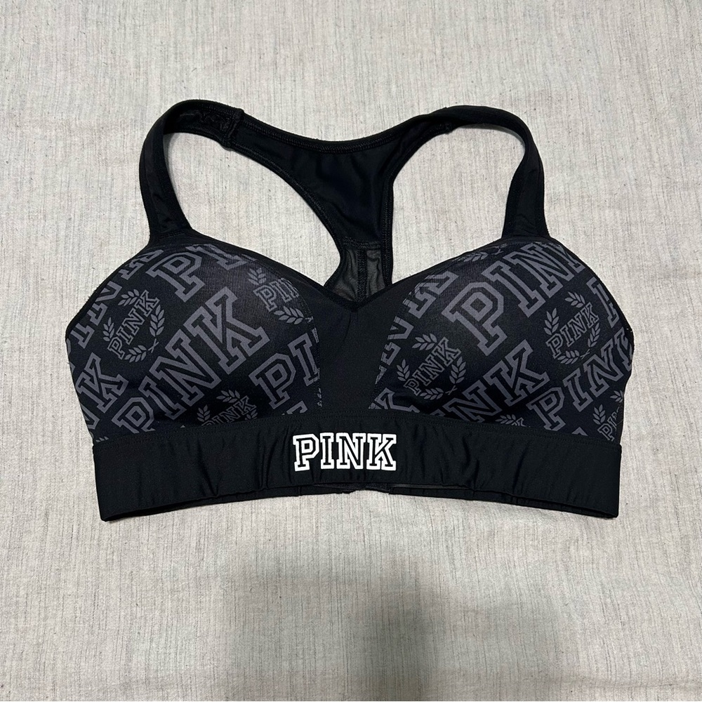 Victoria's Secret Black Ultimate Sports Bra with PINK Logo